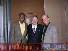 Captain Winston Scott, Ken Heiko and Bernhard Schutte discussing the upcoming mission to Malaysia.Captain Winston Scott, Executive Director of the Florida Space Authority. Bernhard Schutte, CEO of Digital Media Network, Inc. and Ken Haiko, Chairman of the Board of Supervisors at the Florida Space Authority. 