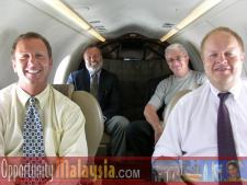 In the air with the Pilatus P12.
Flight to the Florida Space Authority.From left to right: Michael Corbit the Executive Director of The Internet Coast, James P. Tarlton President of The Broward Alliance, Christopher Pollock the President of the Greater Fort Lauderdale Chamber of Commerce, Bernhard Schutte the CEO of Digital Media Network.