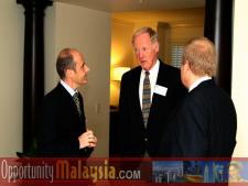 Jacques Roy, welcoming Joel Gustafson to the Atlantic Hotel together with Bernhard SchutteFrom Left to right: Jacques Roy, General Manager of The Atlantic Hotel, Joel Gustafson, District Director of the Office of Congressman Clay Shaw Jr. and Bernhard Schutte, CEO of Digital Media Network(DMNI.