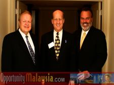 Group Photo of: Bernhard Schutte, Ken Haiko and Jim Tarlton known as JT.From Left to right: Bernhard Schutte, CEO of Digital Media Network (DMNI), Ken Haiko, Chairman, Board of Supervisors of Florida Space Authority and Jim Tarlton, President & CEO of the Broward Alliance.