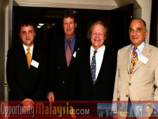 Group Photo of: Thomas Bernthaler, John McCartney, Bernhard Schutte and John Bauer.From Left to right: Thomas Bernthaler, CIO of Digital Media Network (DMNI), John McCartney, Director for Florida, U.S Department of Commerce, Bernhard Schutte, CEO of Digital Media Network (DMNI) and Consul John Bauer, President of Basic Food International.