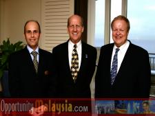 Jacques Roy, Ken Haiko and Bernhard SchutteFrom Left to right: Jacques Roy, General Manager of The Atlantic Hotel, Ken Haiko, Chairman, Board of Supervisors of Florida Space Authority and Bernhard Schutte, CEO of Digital Media Network (DMNI).